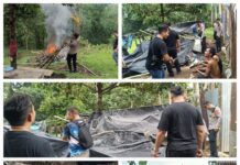 Polsek Pancur Batu Gerebek Sarang Narkoba, Dua Pengguna Sabu Diamankan dan Barak Dimusnahkan