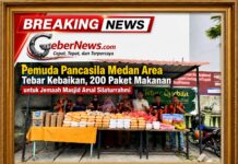Pemuda Pancasila Medan Area Tebar Kebaikan, 200 Paket Makanan untuk Jemaah Masjid Amal Silaturrahmi
