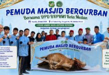 ‘Pemuda Masjid Berqurban’, BKPRMI Medan Denai Sembelih 2 Ekor Lembu Hasil Gotong Royong