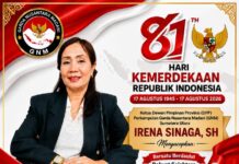 Ketua DPP GNM Sumatera Utara Irena Sinaga, SH Ucapkan Selamat Hari Kemerdekaan Republik Indonesia ke-81